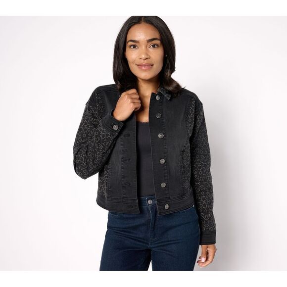 LEGO Jackets & Blazers - LEGO Women's Jacket Sz 12 Denim Eyelet Embroidery Black A658960